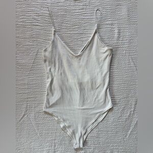 Gaze White Spaghetti Strap Bodysuit